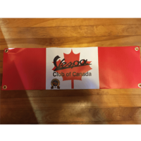 Canadian Flag with the words "Vespa Club of Canada" in the middle.